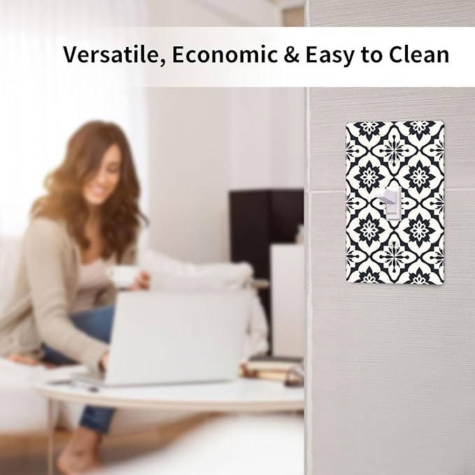 Black And White Funny Plastic Wall Plate Decorative Single Toggle Light Switch Cover For Women Girls Bedroom Kitchen Living Room