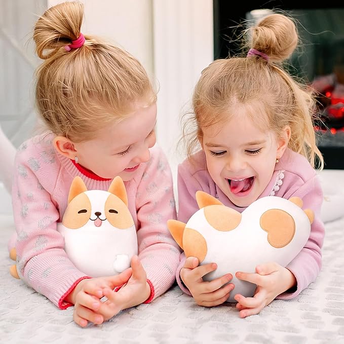 Corgi Plush Stuffed Animals, Cute Dog Plushies Stuffed Toy Pillow, Kawaii Plushies Heart Shape Pillow, Puppy Squishy Plushies Cuddle Pillows for Kids & Adults