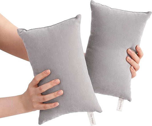 BEDSUM 2 Pack Tiny Pillows, 11"x7" Microfiber Mini Pillows for Travel, Pets, Soft and Machine Washable Small Pillows for Neck, Wrist, and Knee Comfort, Light Grey