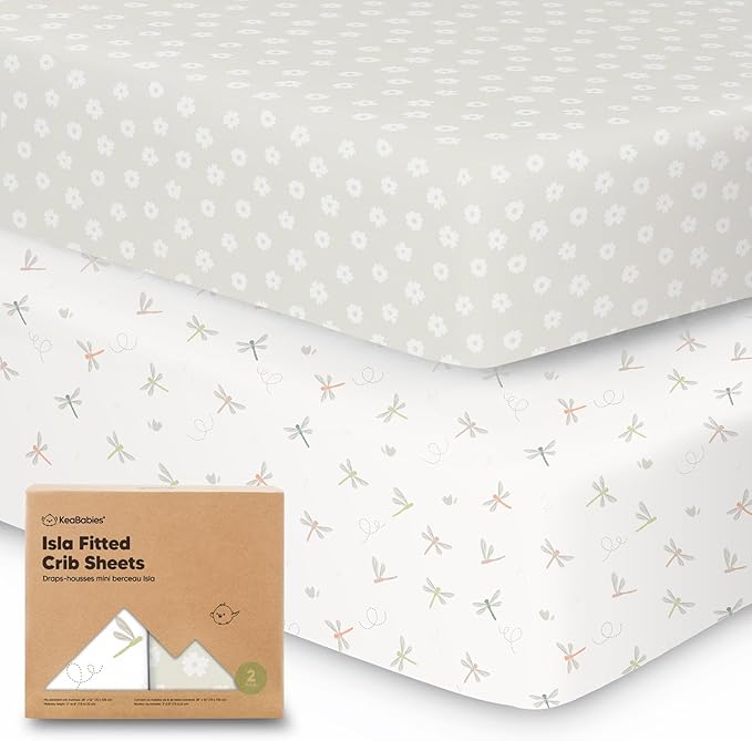 2-Pack Crib Sheets for Boys,Girls - Viscose Derived from Bamboo Fitted Crib Sheet, Organic Baby Crib Sheets, Crib Mattress Sheet,Toddler Bed Sheets,Baby Sheets for Crib Fitted Sheets(Meadow)