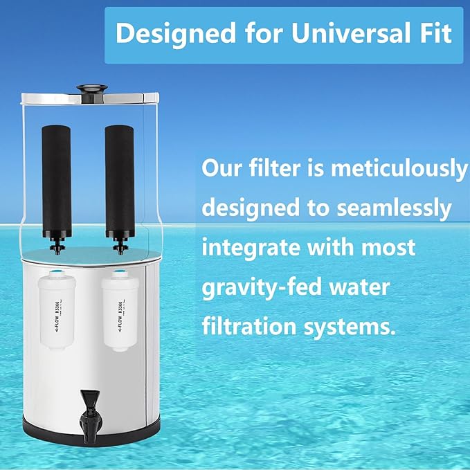Gravity Water Filter Replacement,for Berkey® Black Carbon (BB9-2®) Purification Elements and Fluoride Filters K5366 (PF-2®) Combo Pack,Compatible with Berkey® Filtration System,Pack of 4