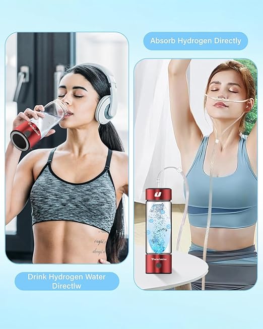 Hydrogen Water Bottle 2024, Hydrogen Water Generator with SPE PEM Technology Water Ion, Hydrogen Dispenser Improves Water Drinking in 3 Minutes with Self-Cleaning,Colorful LED,USB-C Charging(Blue)