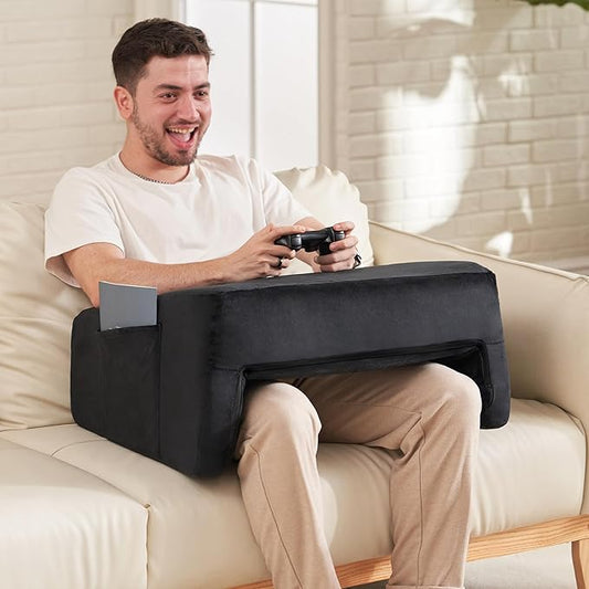 Homguava Reading Pillow Memory Lap Desk Foam Pillow for Adults Gaming Pillow Arm Rest Pillow for Reading, Crocheting, Gaming or Sitting in Bed (Black, Large)