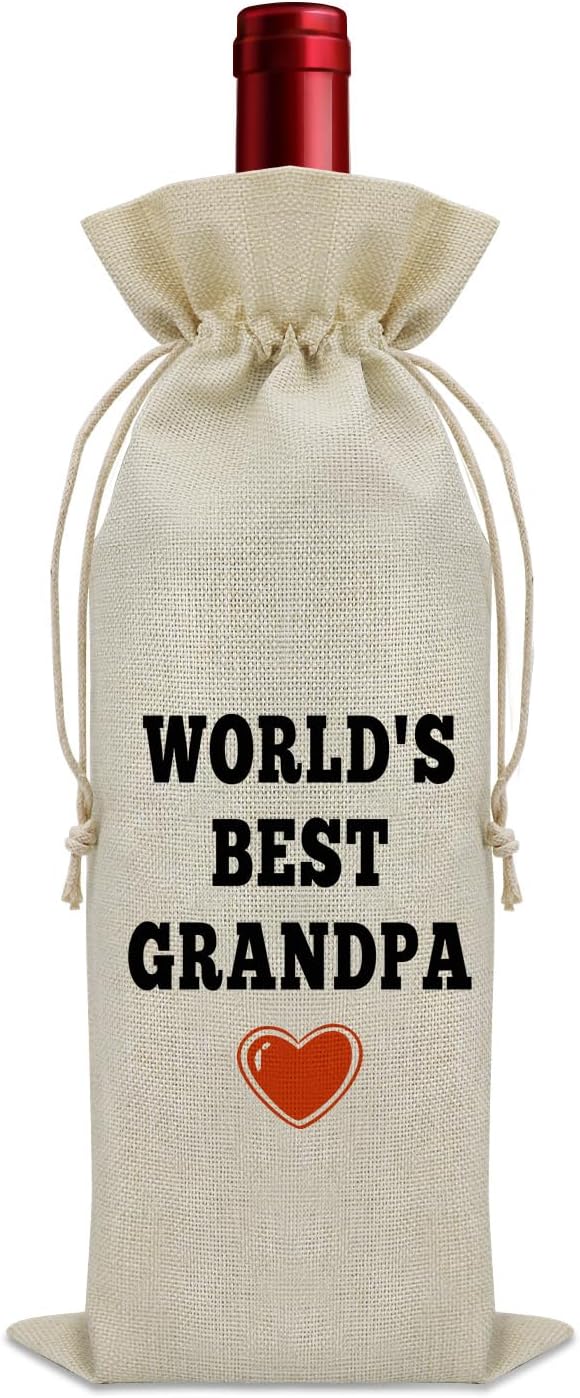 Sazuwu Grandpa Gifts from Grandson Wine Bag Grandpa Birthday Gifts from Grandkids Grandfather Memorial Gifts Wine Bottle Decoration Bag Grandpa Retirement Gift Wine Accessories Gifts for Wine Lovers