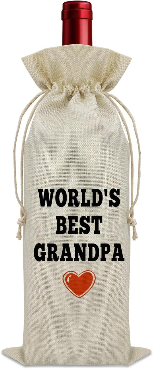 Sazuwu Grandpa Gifts from Grandson Wine Bag Grandpa Birthday Gifts from Grandkids Grandfather Memorial Gifts Wine Bottle Decoration Bag Grandpa Retirement Gift Wine Accessories Gifts for Wine Lovers