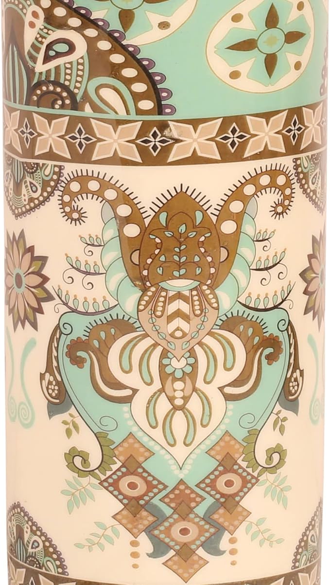 Pure Copper Water Bottle Handcrafted - Ayurveda health benefits - Large 35 oz - Leak proof, Easy to carry for Sports, Fitness, Yoga, School- Exemplary Royal Floral Patterns Sky Blue Enamel