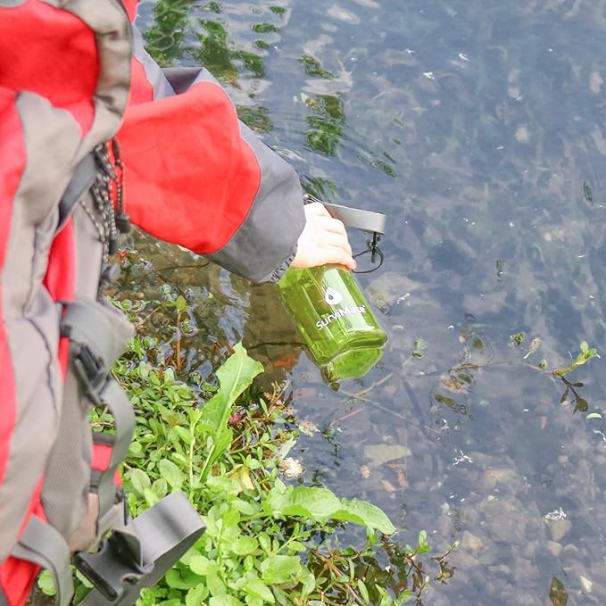 SurviMate 0.01μm Ultra-Filtration Filtered Water Bottle, Portable Water Filter Bottle with 4-Stage Filtration for Survival, Camping, Hiking, Backpacking, Drinking, Emergency