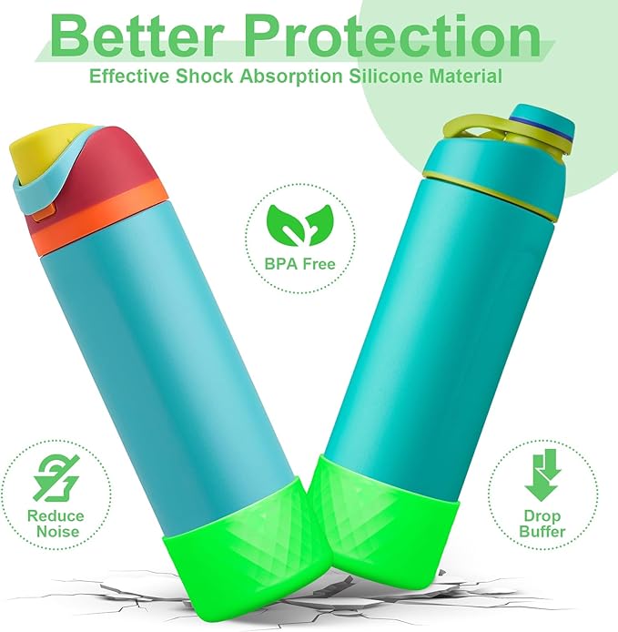 2PCS Silicone Water Bottle Boot for Owala 24oz 32oz 40oz, Anti-Slip Protective Sleeve Bottom Bumper Protector for FreeSip, Twist, and Flip Stainless Steel Water Bottles