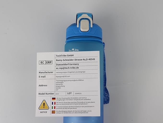 Motivational Water Bottle with Time Marker- 32oz Water Bottles with Times to Drink, Leakproof & BPA Free Sports Water Bottle with Straw & Carry Strap for Fitness, Gym, and Outdoor Sports