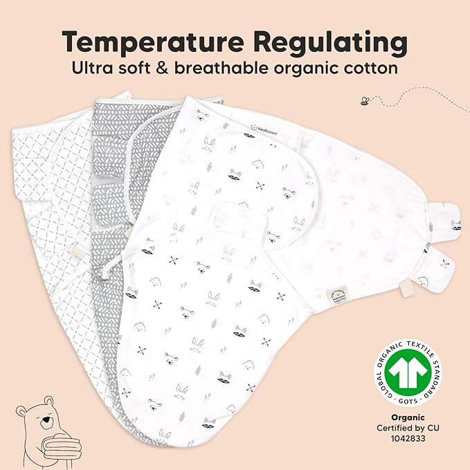 3-Pack Organic Baby Swaddle Sleep Sacks - Newborn Swaddle Sack, Ergonomic Baby Swaddles 0-6 Months, Swaddles for Newborns, Baby Sleep Sack, Baby Swaddle Blanket Wrap,Baby Essentials (Nordic,L)