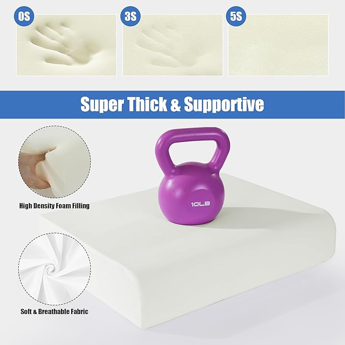 ROYALAY High Density Foam Couch Back Cushions Replacement Back Pillow Sofa Waist Cushion Stuffing Fill Supportive Back Pillow 1 Pack, Supportive Lumbar Support Pillow for Sofa, Couch-27.5"x18"