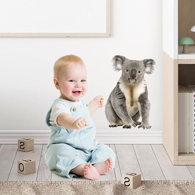 Removable Koala Bear Wall Sticker Cute Animal Realistic Koala Wall Decals Peel and Stick Funny Wall Art Decor Gifts for Kids Room Wall Decor Cabinets Closet Sticker Car Decor