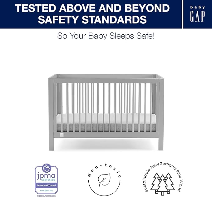 GAP babyGap Charlie 6-in-1 Convertible Crib - Greenguard Gold Certified, Grey