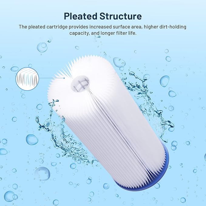 Whole House Water Filter Cartridge Replacement for Well Water, 5 Micron Water Filter 10" x 2.5" Pleated Sediment Water Filter Compatible with R50, WFPFC3002, W50PE, WB-50W, WHKF-WHPL - 6 Pack