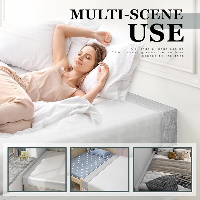 Mattress Extender, Bed Gap/Space Filler, Headboard Pillow Between Headboard and Mattress or Wall, High-Density Foam with Removable Cover（Light Grey-47 * 4 * 8in）