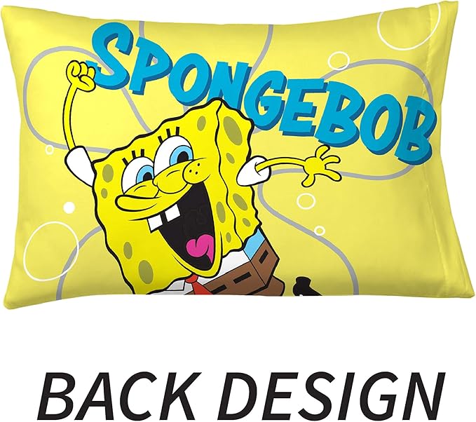 Franco Spongebob Kids Bedding Super Soft Plush Cuddle Pillow Buddy, One Size Kids Bedding Super Soft Microfiber Reversible Pillowcase, 20 in x 30 in, Spongebob Squarepants