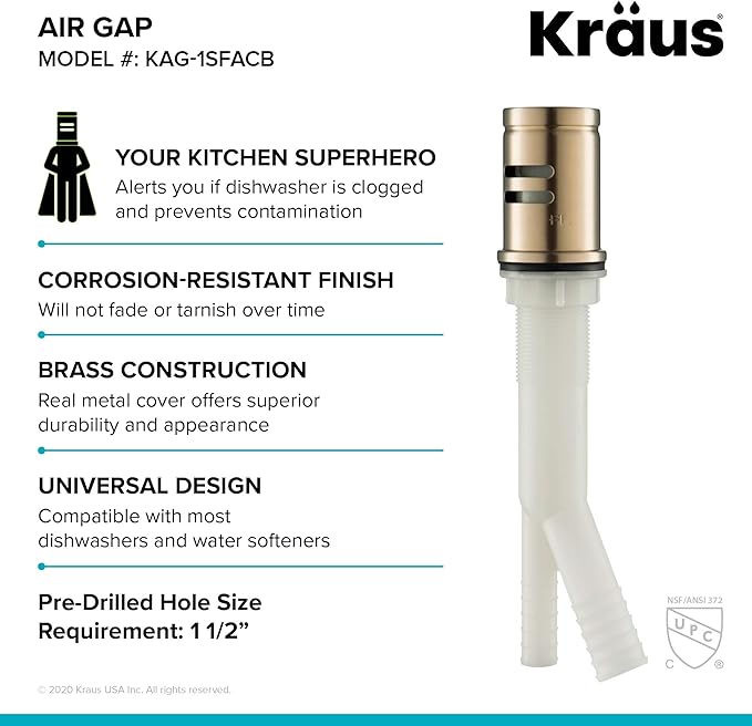 KRAUS Spot Free Bolden™ 18-Inch Commercial Kitchen Faucet with Air Gap in All-Brite™ Antique Champagne Bronze Finish