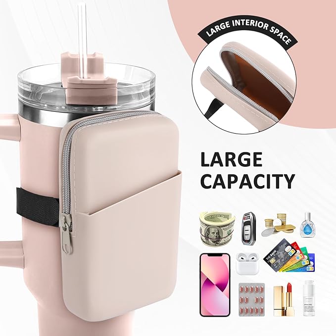 Silicone Water Bottle Pouch For Stanley Quencher Adventure 40 oz & Stanley IceFlow 20oz 30oz, Gym Accessories for Women, Stanley Cup Accessories, Water Bottle Pouch for Sports