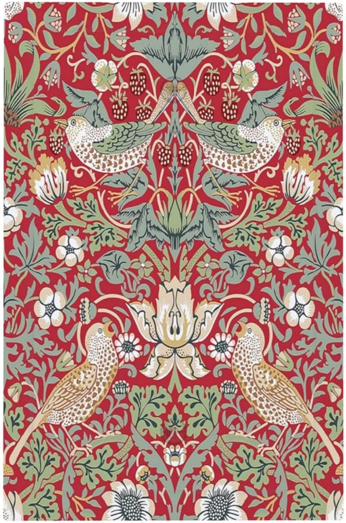 William Morris Strawberry Thief Botanical Red Green 1 Gang Light Switch Covers No Device Wall Plate Decorative Blank Switchplate Electrical Faceplate for Country Bathroom Bedroom Decor