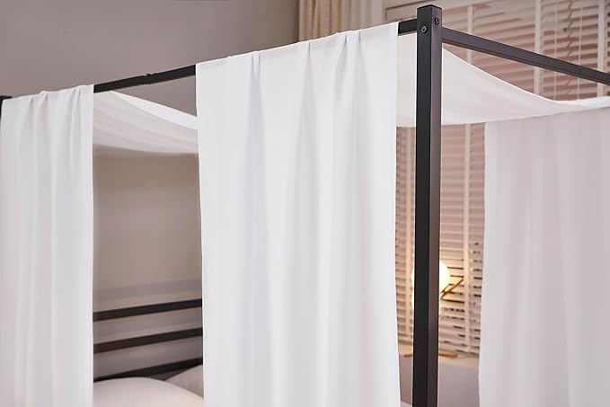 Akiky Linen Canopy Bed Curtains for Kid House Bed Montessori Canopy for Nursery Bed Canopy for Kids Child Toddler Adult Room Decoration(Full/Queen,White)