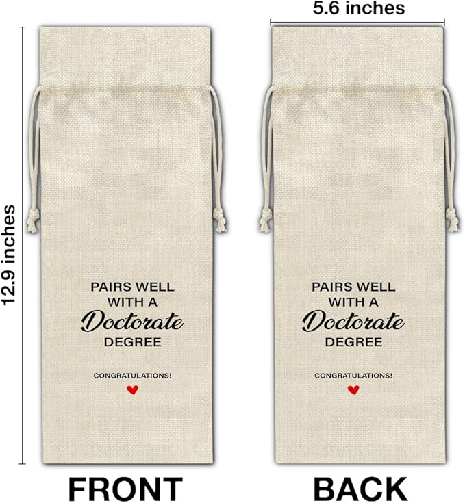 HOIJAUMAI Doctorate Degree Graduation Gifts Doctorate Graduation Gift Doctorate Graduation Wine Bag Pairs Well with a Doctorate Degree Wine Gift Bags for Men Women