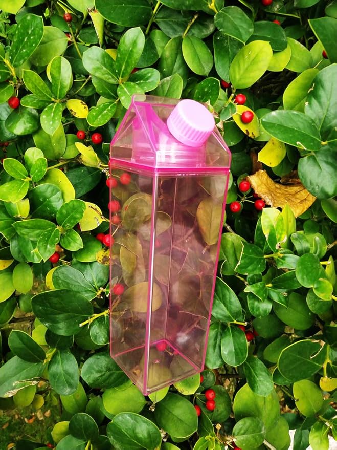 Jinberry 500ml/17Oz Cute Leakproof Milk Carton Water Bottle Portable Drinkware for Outdoor Climbing Tour or Camping