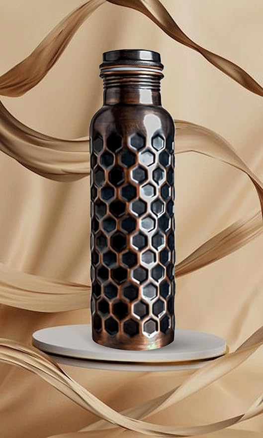 Ayurvedic Drinking Copper Water Bottle for Sports, Travel, Yoga & Everyday Use, Water Bottle for Gym, Office, Hiking, Outdoor Capacity 32 Oz (Design 4, 32 Oz)