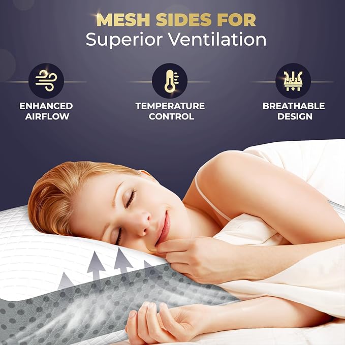 Royal Therapy Memory Foam Pillow, Queen Pillow Neck Pain Relief, Pillow for Neck and Shoulder Pain, Neck Pain Pillow, Side Sleeper Pillow, Cervical Neck Pillow, Neck Pillow Sleeping