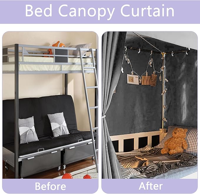 Grey Canopy Bed Curtains - 4 Corner Post Bed Curtains Canopy King Bed Canopy Curtains for Adults Girls Bedroom Decoration(Grey, King)