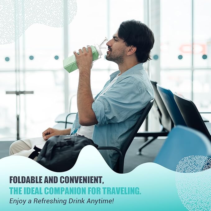 Collapsible Travel Water Bottles, Food Grade BPA Free Silicone Foldable Water Bottle, Leakproof Portable Expandable Water Bottles for Traveling, Camping, Hiking, Cycling & Sports Outdoor 620ml(2 Pack)