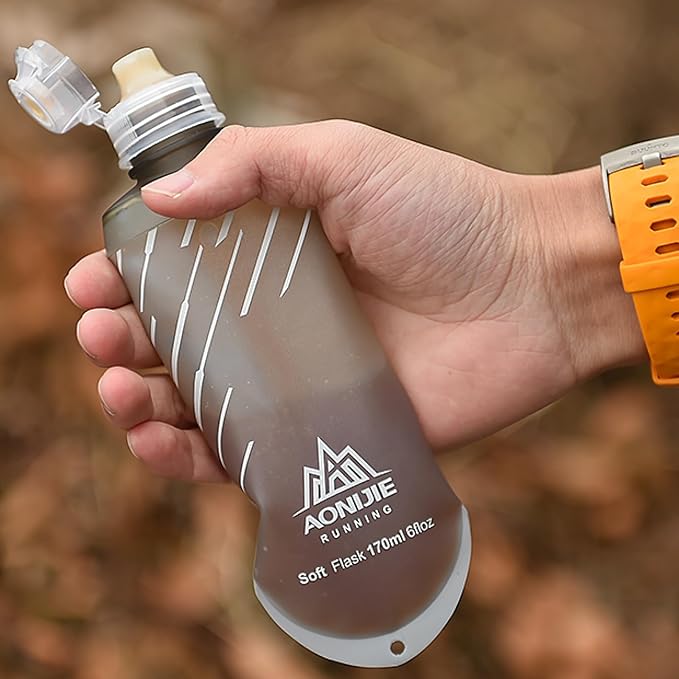 TRIWONDER Water Bottles TPU Soft Flasks Collapsible Running Flasks for Hydration Pack Backpack Hiking Cycling (170ml/5.75oz)