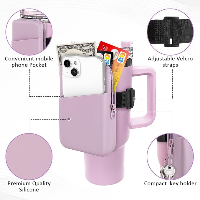 Silicone Water Bottle Pouch For Stanley Quencher Adventure 40 oz & Stanley IceFlow 20oz 30oz, Gym Accessories for Women, Stanley Cup Accessories, Water Bottle Pouch for Sports