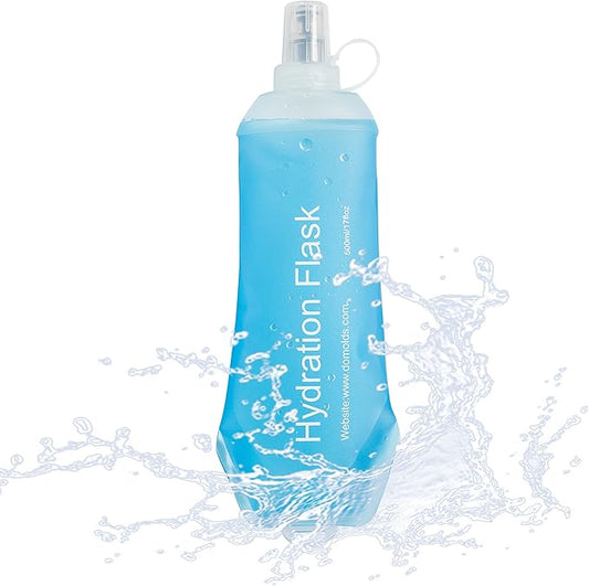 J.CARP 500ml Soft Flask Running Water Bottles, TPU Foldable Running Hydration Flask for Hydration Pack Cycling Hiking Climbing Outdoors Motorbike