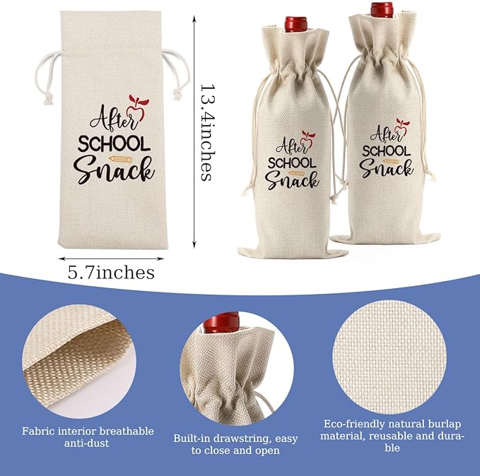 Teacher Appreciation Gifts Teacher Wine Bag Teacher Thank You Gifts End of Year Teacher Gifts Back to School Gifts After School Snack Wine Bag