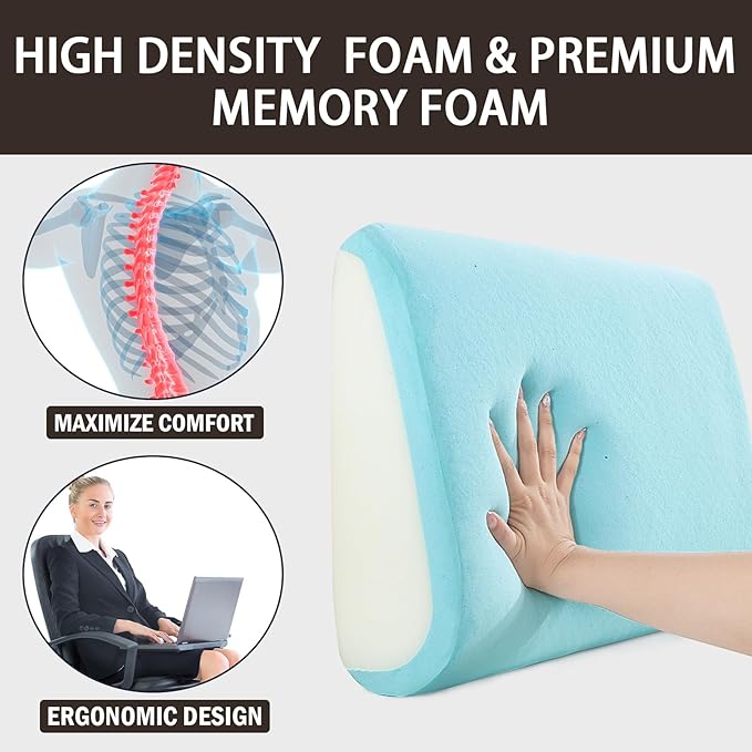 MABOZOO Memory Foam Back Support Cushion for Recliner Chair,Lumbar Support Pillow for Elderly,Extra Large Lumbar Support Pillow with Extension Straps,Dark Coffee