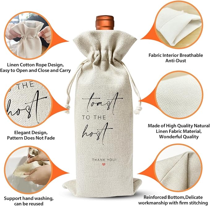 Wedding Day Gift Wine Bag for Helper, Wedding Or Engagement Party Decorations Favors, Thank You Wedding Gift, Bridal Proposal Gift, Engagement Gift For Women Man Friend, Cotton Linen Wine Bag