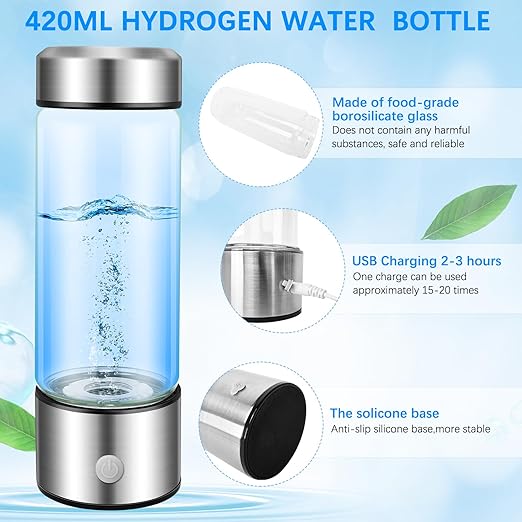 Hydrogen Water Bottle, Portable Hydrogen Water Bottle Generator, Rechargeable 3Min Quick Electrolysis Water Ionizer Machine Suitable for Home, Office, Travel, Daily Drinking, Gift for Love