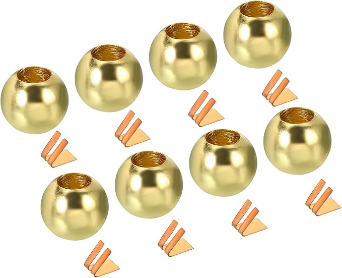 MECCANIXITY Pull Cord Tassels Window Blind Extender Chain Drop Knobs Ball Pull Ends Gold Tone, for Curtain Blinds Shades Light Ceiling Fan Pull Switch, Pack of 8