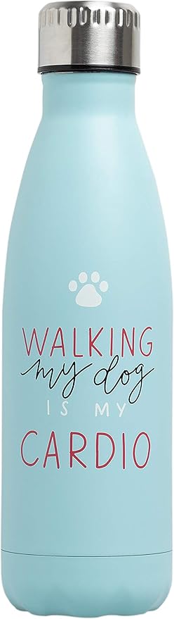 Pearhead Walking My Dog Water Bottle, Double Walled Steel Water Bottle, Keeps Liquids Cold or Hot, Pet Themed Water Bottle, Dog Owner