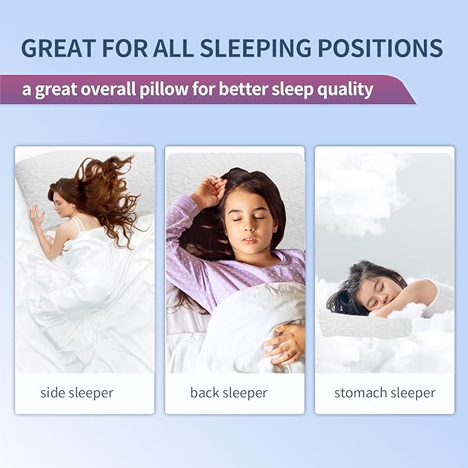 Bed Pillows for Sleeping, Shredded Memory Foam Pillows Adjustable Cooling Pillow for Side Back Stomach Sleepers,King Size Bed Pillow 1 Pack