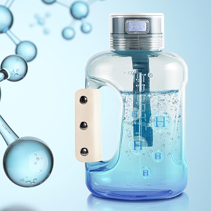 Hydrogen Water Bottle, Hydrogen Water Bottle Generator with SPE PEM Technology, Requires only Six Minutes of Rapid Electrolysis Portable, 50 Oz./1500ML(Black)