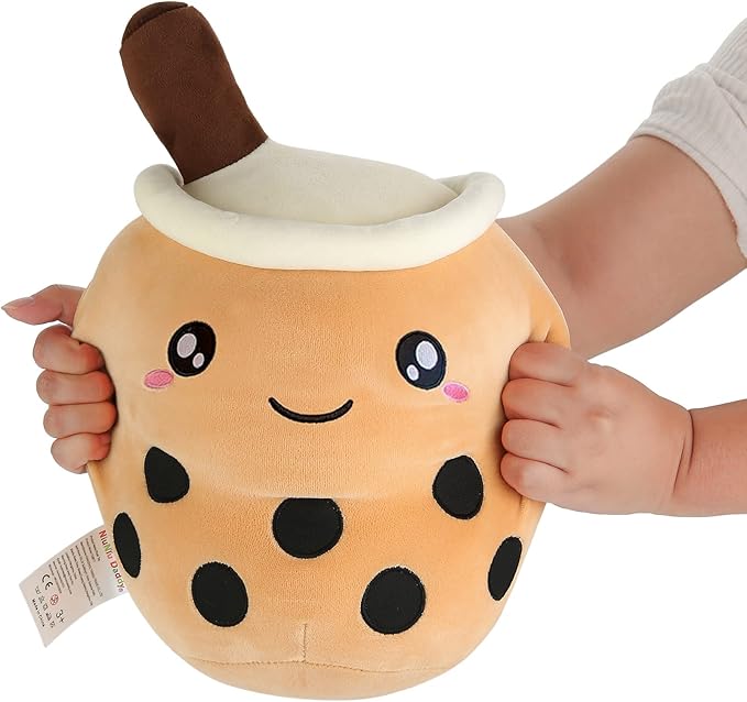 Niuniu Daddy Boba Plush 13.7in Large Kawaii Plushies Bubble Tea Cute Squishy Pillow Soft Brown Milk Tea Stuffed Animal for Kids/Girls/Boys