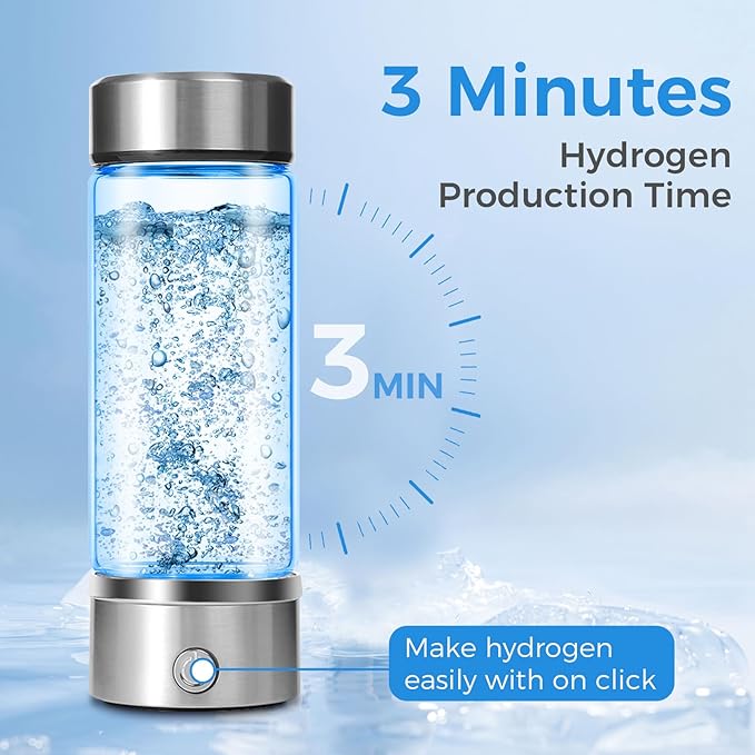 Hydrogen Water Bottle - Hydrogen Water Bottle Generator, Hydrogen Water Machine Improve Water in 3 Minutes, Portable & Rechargeable for Home, Exercise, Office, Gift (Silvery)