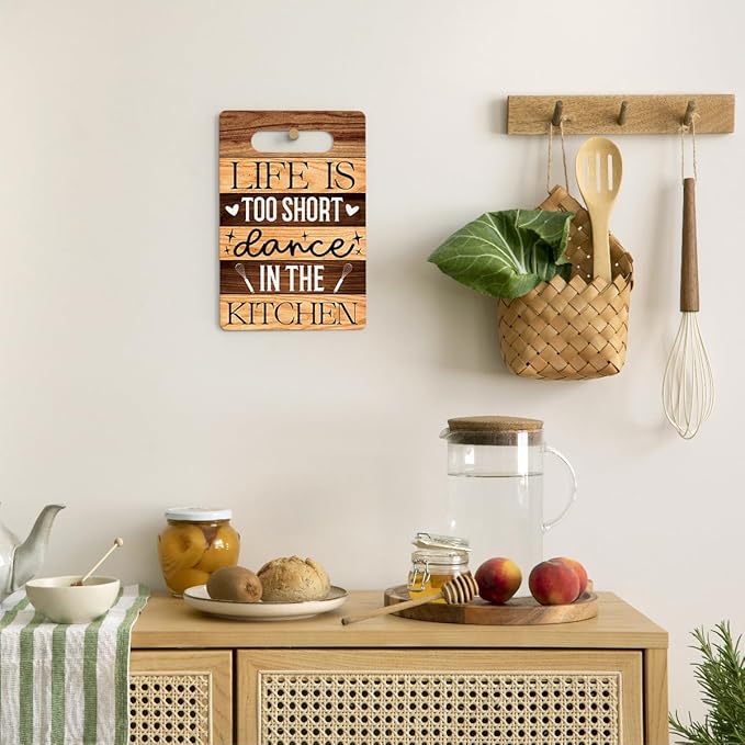 Farmhouse Kitchen Decor, Kitchen Signs Wall Decor, Kitchen Decorations, Kitchen Door Wall Hanging Decor, Life Is Too Short Dance in The Kitchen Wood Sign 8 x 12 Inch