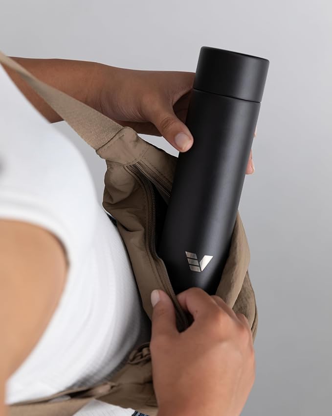 Mini Stainless Steel Water Bottle 14oz - Non-insulated | Designed for Bags | Slim, Lightweight & Stylish – Black