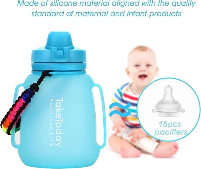 Collapsible Water Bottles 40 OZ Gallon Motivational Water Jug with Straw 1.2L Silicone Sports Water Bottle with Time Marker, Leakproof Large Water Bottle for Yoga Camping Outdoors