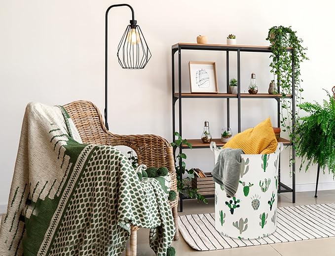 Kids Laundry Basket Kids Hamper Baby Laundry Hamper Toy Storage Bin for Boys Room Decor Nursery Hamper Gift Baskets for Bedroom Bathroom(Green and Gray）