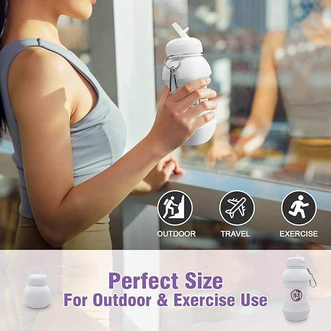 TOTU 20oz Water Bottle BPA Free, for Travel, Sports, Gym, Camping, Hiking, All Essentials