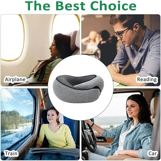 Travel Pillow Travel Neck Pillow, 360 Degree Comfort and Breathability, Airplane Travel Neck Pillow, Stowable U-Shaped Pillow, Gray, mollie us 02