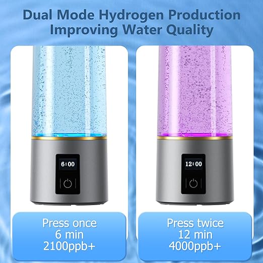 Hydrogen Water Bottle Generator, Generates Real 2100PPB to 6000PPB Hydrogenated Hydrogen Water Bottle, SPE & PEM Rechargeable Portable Hydrogen Water Ionizer, Hydrogen Water Machine with OLED Display